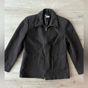 Harve Benard Womens 2P Brown Zip Up Car Jacket Wool Cashmere